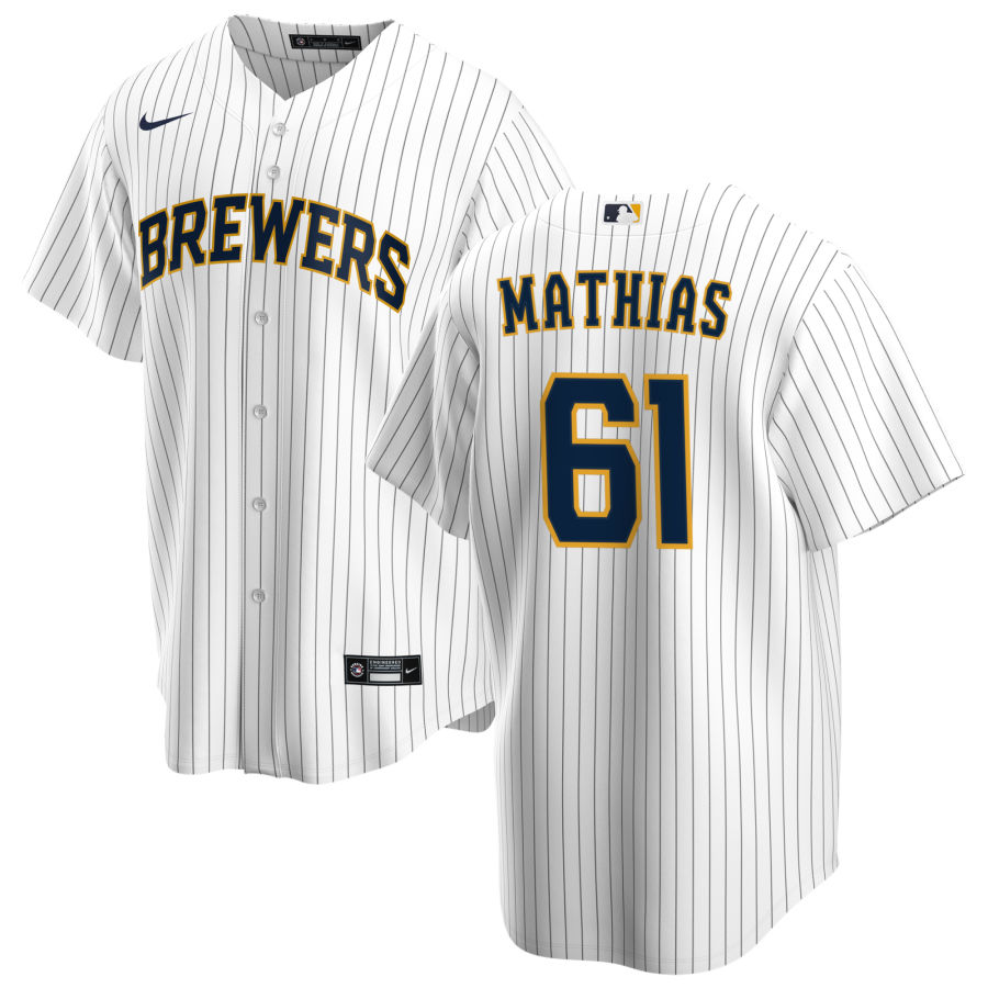 Nike Men #61 Mark Mathias Milwaukee Brewers Baseball Jerseys Sale-White